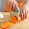 Stainless Steel Deep Wolf Tooth Potato Cutter with Wavy Slice Design