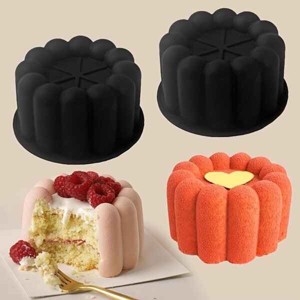 2pcs Fluted Silicone Mousse Cake Mold Wavy Cylinder Dessert Molds