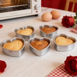 3pcs Aluminum Heart-Shaped Cake Mold Set Fixed Bottom Baking Pans