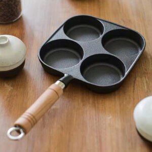 4-Cup Cast Iron Egg & Pancake Pan Non-Stick Omelette Skillet
