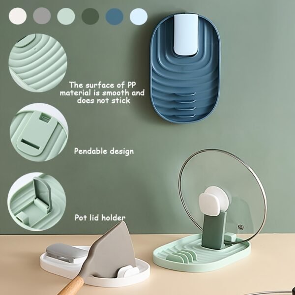 1pc Kitchen Pot Lid Holder and Spoon Rest random color